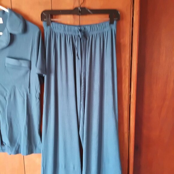 Discount Divas Women's Dark Blue Pj's Wide Leg Pajamas Size S New - Picture 4 of 5
